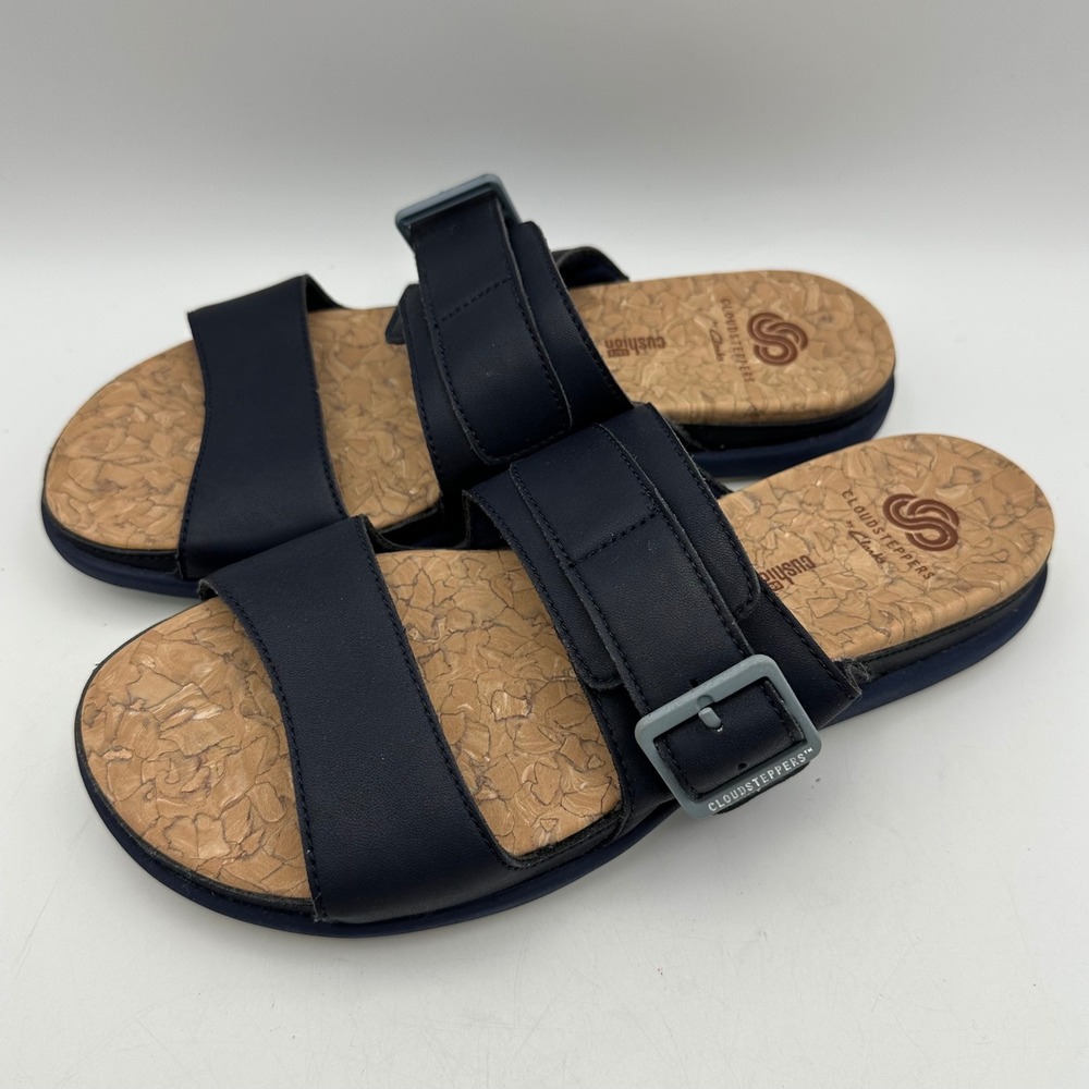 Clarks Cloudsteppers Step June Tide Womens Size 7 Navy Blue Slide Sandals